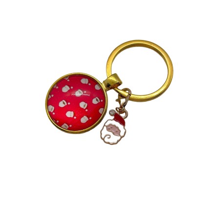 keychain goldplated santapattern and metal santa